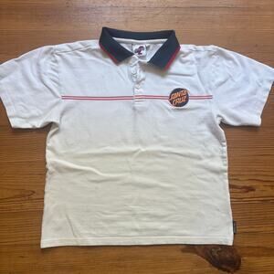Santa Cruz white patch short sleeve polo womens shirt SIZE S‎